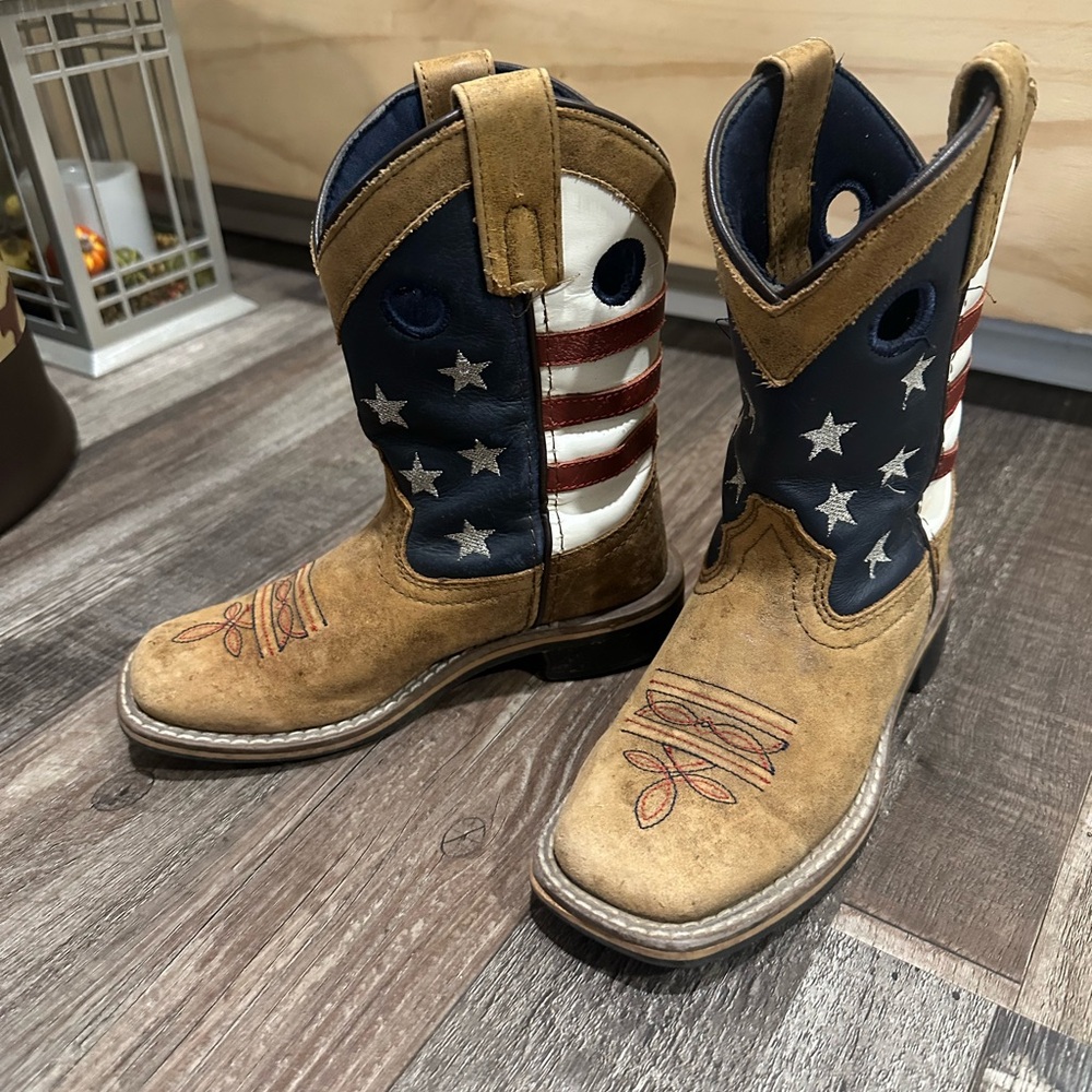 Kids Smokey Mountain American Flag Cowboy Boots size 12 big kids